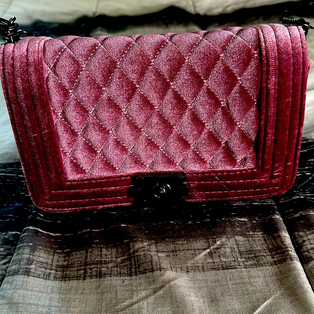 Velvet Purple Fashion Cross/ Shoulder Bag